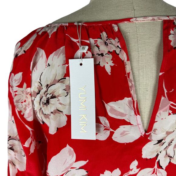 YUMI KIM Red Floral Lightweight French Rose Easy Going Top Women's Small NWT - Picture 4 of 6